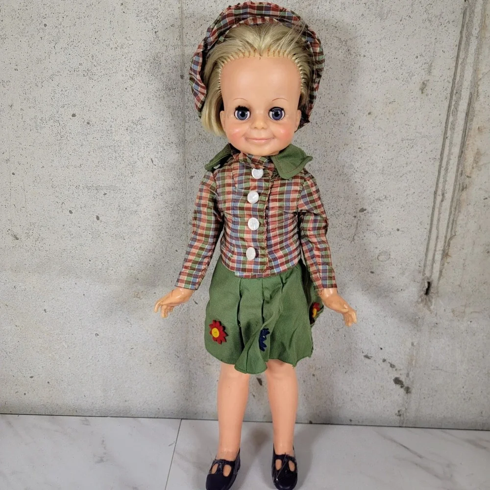 Vintage Ideal Velvet  Doll‎ PLAID HAT Skirt Dress Sears? Aftermarket Homemade?